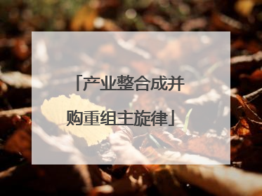 产业整合成并购重组主旋律