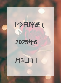今日辟谣（2025年6月3日）