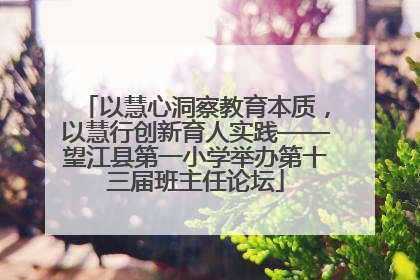 以慧心洞察教育本质，以慧行创新育人实践——望江县第一小学举办第十三届班主任论坛