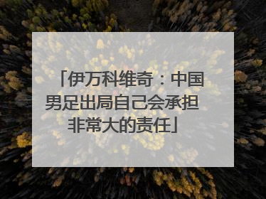 伊万科维奇：中国男足出局自己会承担非常大的责任