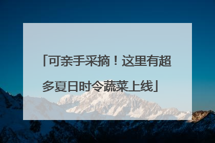 可亲手采摘！这里有超多夏日时令蔬菜上线
