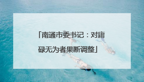 南通市委书记：对庸碌无为者果断调整