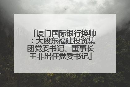 厦门国际银行换帅：大股东福建投资集团党委书记、董事长王非出任党委书记