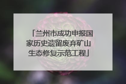 兰州市成功申报国家历史遗留废弃矿山生态修复示范工程