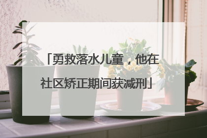 勇救落水儿童，他在社区矫正期间获减刑
