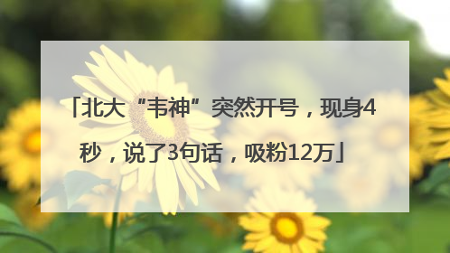 北大“韦神”突然开号，现身4秒，说了3句话，吸粉12万