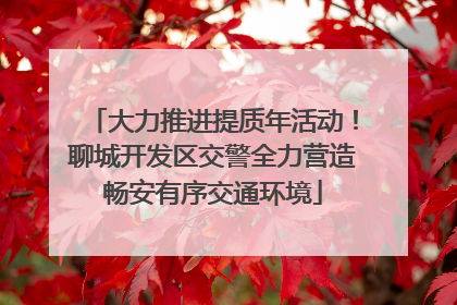 大力推进提质年活动！聊城开发区交警全力营造畅安有序交通环境