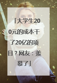大学生200元的成本干了20亿的项目？网友：羡慕了