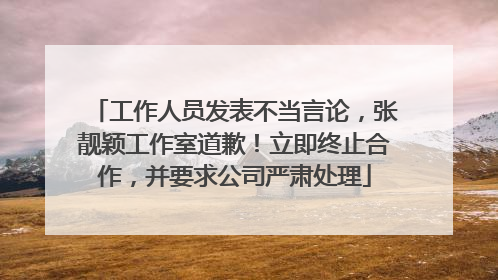 工作人员发表不当言论，张靓颖工作室道歉！立即终止合作，并要求公司严肃处理