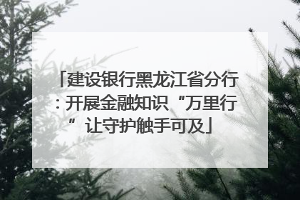 建设银行黑龙江省分行：开展金融知识“万里行”让守护触手可及