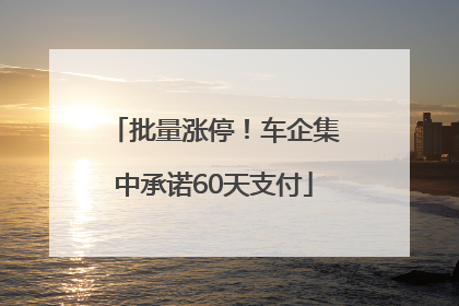批量涨停！车企集中承诺60天支付