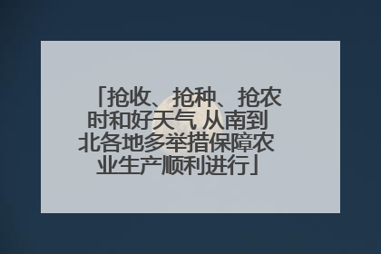抢收、抢种、抢农时和好天气 从南到北各地多举措保障农业生产顺利进行
