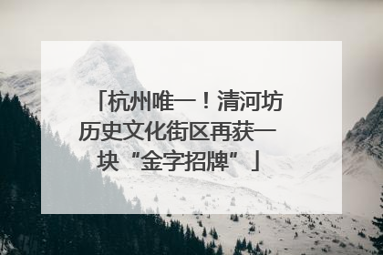 杭州唯一！清河坊历史文化街区再获一块“金字招牌”