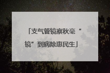 支气管镜察秋毫“镜”到病除惠民生