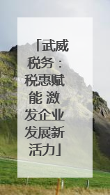 武威税务：税惠赋能 激发企业发展新活力