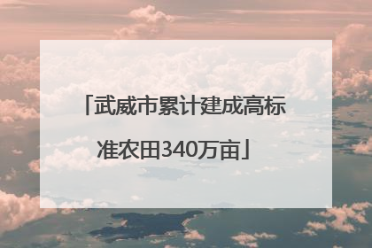 武威市累计建成高标准农田340万亩