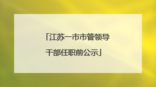 江苏一市市管领导干部任职前公示