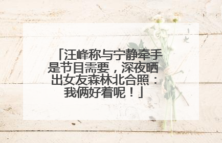 汪峰称与宁静牵手是节目需要，深夜晒出女友森林北合照：我俩好着呢！