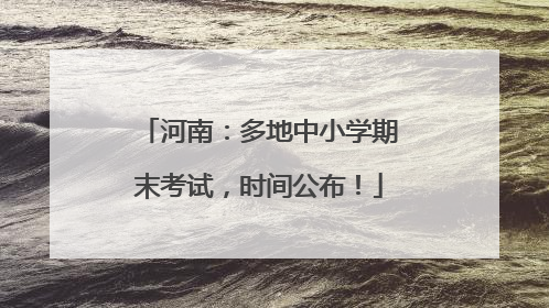 河南：多地中小学期末考试，时间公布！