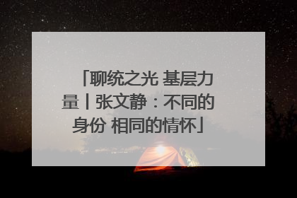聊统之光 基层力量丨张文静：不同的身份 相同的情怀