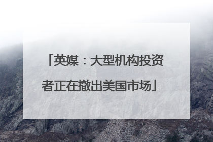 英媒：大型机构投资者正在撤出美国市场