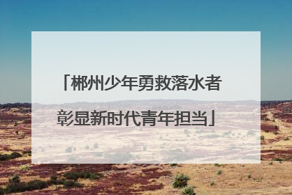 郴州少年勇救落水者 彰显新时代青年担当