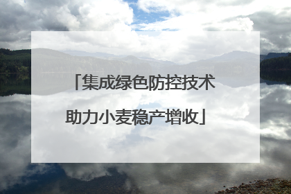集成绿色防控技术助力小麦稳产增收