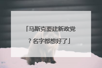 马斯克要建新政党？名字都想好了